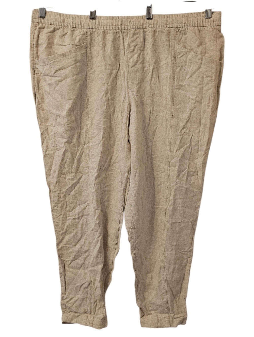 Beige Old Navy Women's High-Waist Cropped Linen-Blend Pants